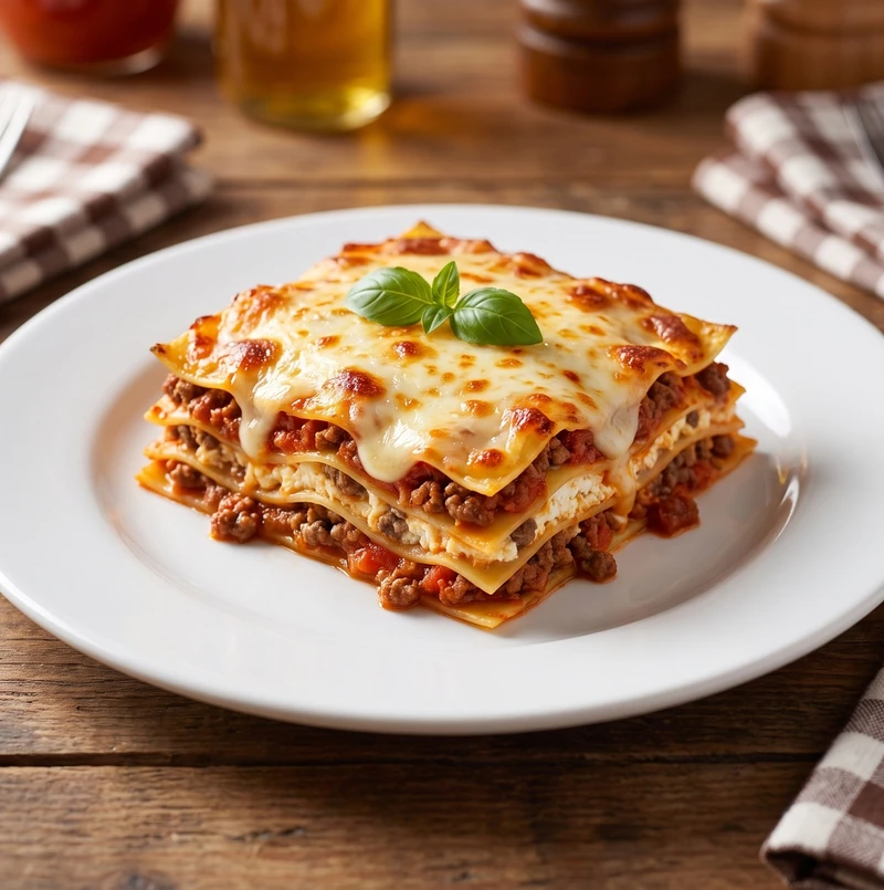 Baked Lasagna with Meat Sauce at Basile's 2 For 1 Pizza & Pasta in Beaumont, AB